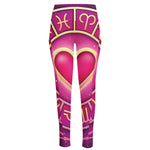 Pink Heart Zodiac Wheel Print High-Waisted Pocket Leggings