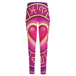 Pink Heart Zodiac Wheel Print High-Waisted Pocket Leggings