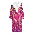 Pink Heart Zodiac Wheel Print Hooded Bathrobe