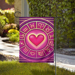 Pink Heart Zodiac Wheel Print House Flag