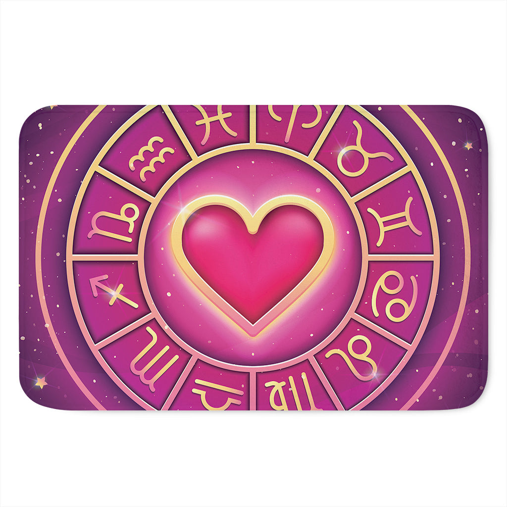 Pink Heart Zodiac Wheel Print Indoor Door Mat