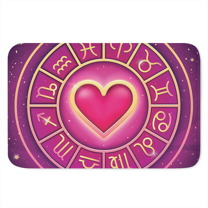 Pink Heart Zodiac Wheel Print Indoor Door Mat