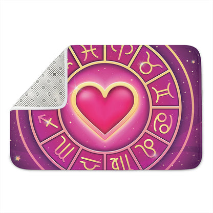 Pink Heart Zodiac Wheel Print Indoor Door Mat