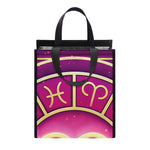 Pink Heart Zodiac Wheel Print Insulated Lunch Tote