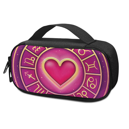 Pink Heart Zodiac Wheel Print Insulin Cooler Travel Case