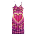 Pink Heart Zodiac Wheel Print Jersey Midi Cami Dress