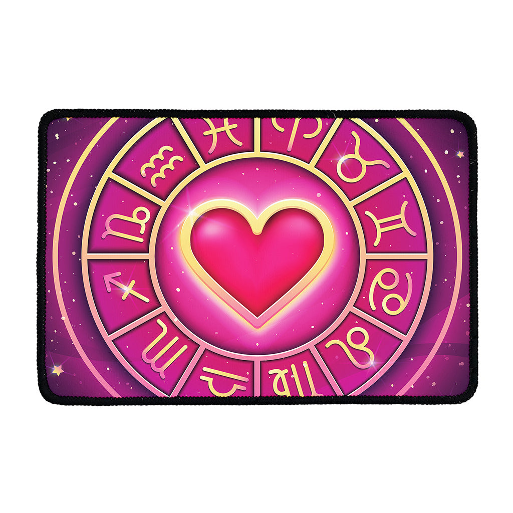 Pink Heart Zodiac Wheel Print Kitchen Mat