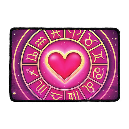 Pink Heart Zodiac Wheel Print Kitchen Mat