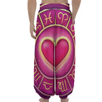 Pink Heart Zodiac Wheel Print Lantern Pants