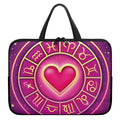 Pink Heart Zodiac Wheel Print Laptop Sleeve With Handle