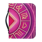 Pink Heart Zodiac Wheel Print Leather Bible Cover