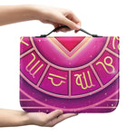 Pink Heart Zodiac Wheel Print Leather Bible Cover