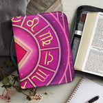 Pink Heart Zodiac Wheel Print Leather Bible Cover