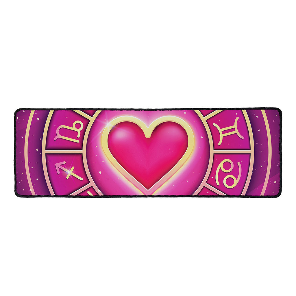 Pink Heart Zodiac Wheel Print Long Kitchen Mat