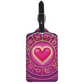 Pink Heart Zodiac Wheel Print Luggage Tag