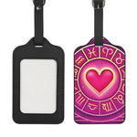 Pink Heart Zodiac Wheel Print Luggage Tag