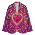Pink Heart Zodiac Wheel Print Men's Blazer
