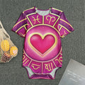 Pink Heart Zodiac Wheel Print Men's Bodysuit