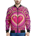 Pink Heart Zodiac Wheel Print Men's Bomber Jacket