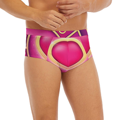 Pink Heart Zodiac Wheel Print Men's Briefs