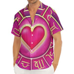 Pink Heart Zodiac Wheel Print Men's Deep V-Neck Shirt