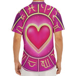 Pink Heart Zodiac Wheel Print Men's Deep V-Neck Shirt