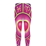 Pink Heart Zodiac Wheel Print Men's leggings