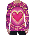 Pink Heart Zodiac Wheel Print Men's Long Sleeve T-Shirt