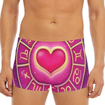 Pink Heart Zodiac Wheel Print Men's Short Boxer Briefs