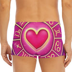Pink Heart Zodiac Wheel Print Men's Short Boxer Briefs