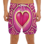 Pink Heart Zodiac Wheel Print Men's Split Running Shorts
