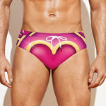 Pink Heart Zodiac Wheel Print Men's Swim Briefs