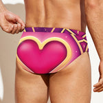 Pink Heart Zodiac Wheel Print Men's Swim Briefs