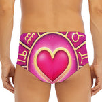Pink Heart Zodiac Wheel Print Men's Triangle Swim Briefs