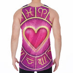 Pink Heart Zodiac Wheel Print Men's Velvet Tank Top