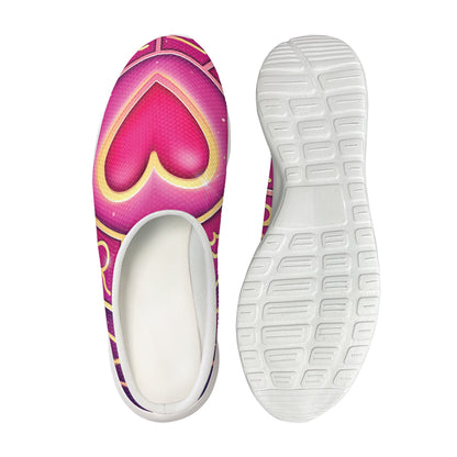 Pink Heart Zodiac Wheel Print Mesh Casual Shoes