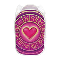 Pink Heart Zodiac Wheel Print Mesh Laundry Hamper