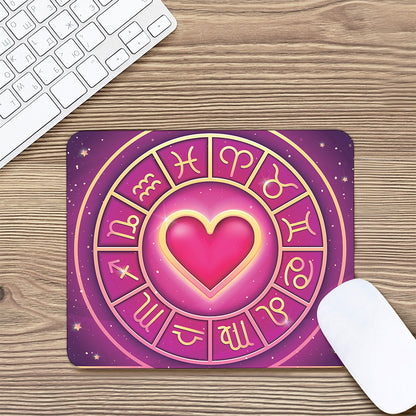Pink Heart Zodiac Wheel Print Mouse Pad