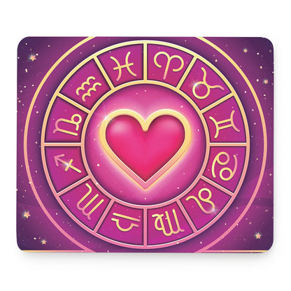 Pink Heart Zodiac Wheel Print Mouse Pad