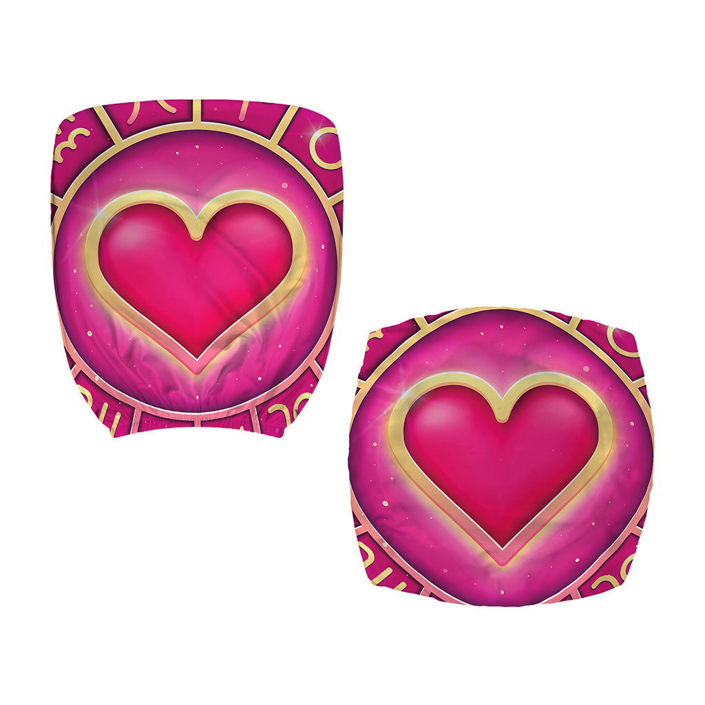 Pink Heart Zodiac Wheel Print Office Chair Cover