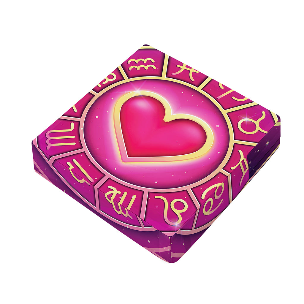 Pink Heart Zodiac Wheel Print Outdoor Seat Cushion Cover