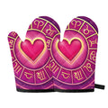 Pink Heart Zodiac Wheel Print Oven Mitts