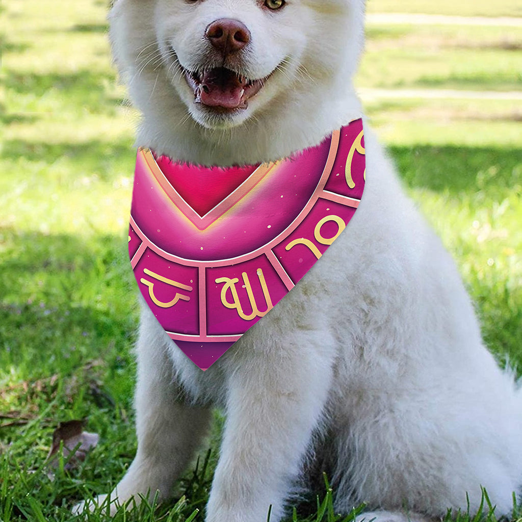 Pink Heart Zodiac Wheel Print Over The Collar Dog Bandana