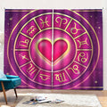 Pink Heart Zodiac Wheel Print Pencil Pleat Curtains