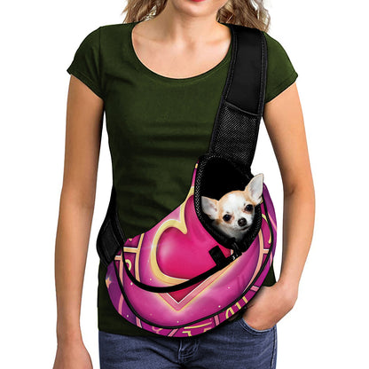 Pink Heart Zodiac Wheel Print Pet Sling Carrier