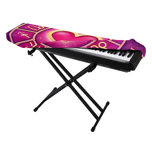 Pink Heart Zodiac Wheel Print Piano Keyboard Cover