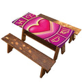 Pink Heart Zodiac Wheel Print Picnic Table Cover