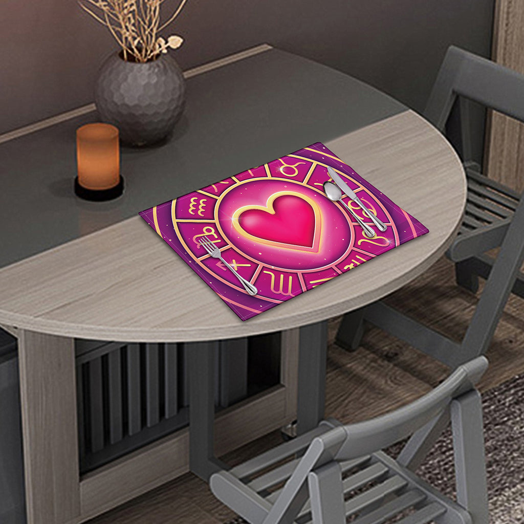 Pink Heart Zodiac Wheel Print Placemat