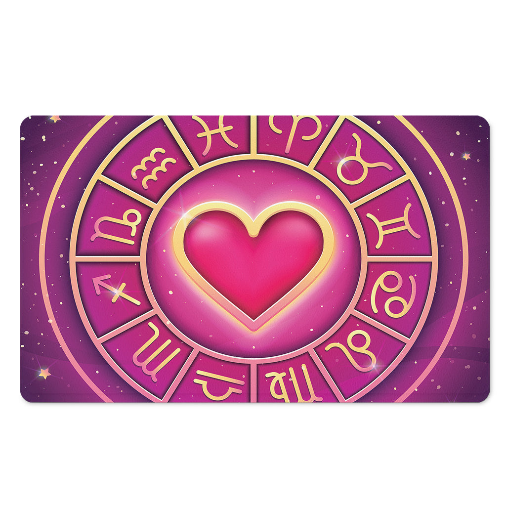 Pink Heart Zodiac Wheel Print Polyester Doormat