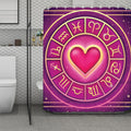 Pink Heart Zodiac Wheel Print Polyester Shower Curtain